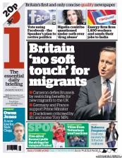 I Newspaper (UK) Newspaper Front Page for 28 November 2013