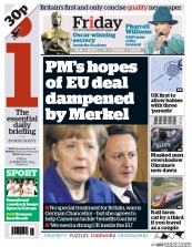 I Newspaper (UK) Newspaper Front Page for 28 February 2014