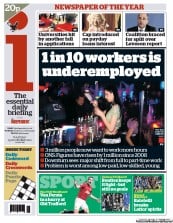 I Newspaper (UK) Newspaper Front Page for 29 November 2012
