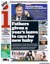 I Newspaper (UK) Newspaper Front Page for 29 November 2013