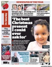 I Newspaper (UK) Newspaper Front Page for 29 December 2012