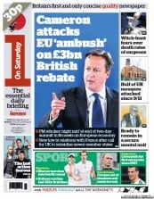 I Newspaper (UK) Newspaper Front Page for 29 June 2013