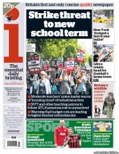 I Newspaper (UK) Newspaper Front Page for 29 August 2011