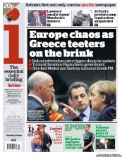 I Newspaper (UK) Newspaper Front Page for 2 November 2011