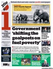 I Newspaper (UK) Newspaper Front Page for 2 December 2013