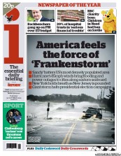 I Newspaper (UK) Newspaper Front Page for 30 October 2012