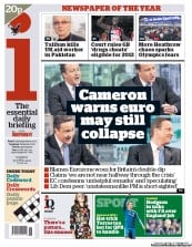 I Newspaper (UK) Newspaper Front Page for 30 April 2012