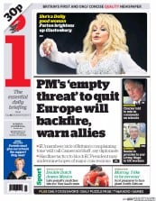 I Newspaper (UK) Newspaper Front Page for 30 June 2014