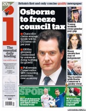 I Newspaper (UK) Newspaper Front Page for 3 October 2011