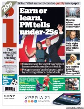 I Newspaper (UK) Newspaper Front Page for 3 October 2013