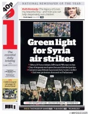 I Newspaper (UK) Newspaper Front Page for 3 December 2015