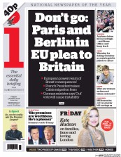 I Newspaper (UK) Newspaper Front Page for 4 March 2016