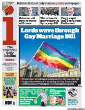 I Newspaper (UK) Newspaper Front Page for 5 June 2013