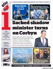 I Newspaper (UK) Newspaper Front Page for 6 January 2016