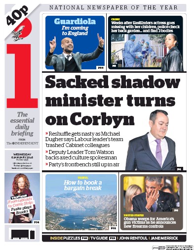 I Newspaper Newspaper Front Page (UK) for 6 January 2016