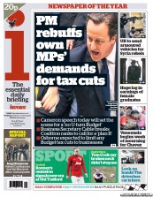 I Newspaper (UK) Newspaper Front Page for 7 March 2013