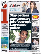 I Newspaper (UK) Newspaper Front Page for 7 March 2014