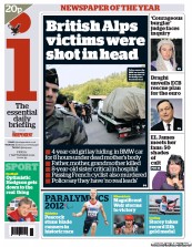 I Newspaper (UK) Newspaper Front Page for 7 September 2012