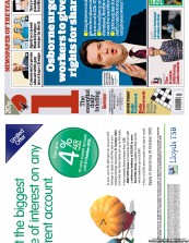 I Newspaper (UK) Newspaper Front Page for 9 October 2012