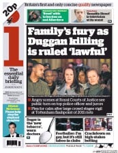 I Newspaper (UK) Newspaper Front Page for 9 January 2014
