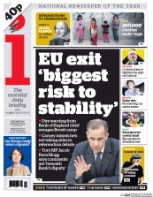 I Newspaper (UK) Newspaper Front Page for 9 March 2016