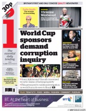 I Newspaper (UK) Newspaper Front Page for 9 June 2014