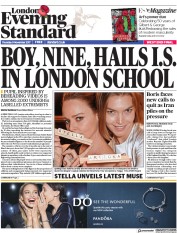 London Evening Standard (UK) Newspaper Front Page for 10 November 2017