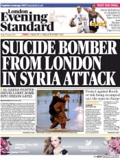 London Evening Standard Newspaper Front Page (UK) for 10 February 2014