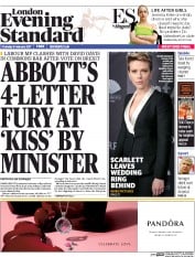 London Evening Standard (UK) Newspaper Front Page for 10 February 2017