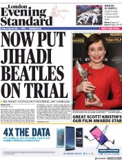 London Evening Standard (UK) Newspaper Front Page for 10 February 2018