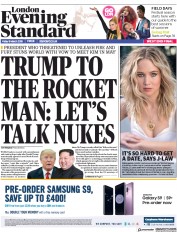 London Evening Standard (UK) Newspaper Front Page for 10 March 2018