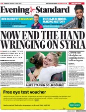 London Evening Standard (UK) Newspaper Front Page for 10 April 2018