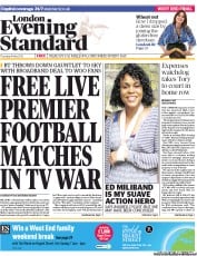 London Evening Standard (UK) Newspaper Front Page for 10 May 2013