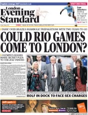 London Evening Standard Newspaper Front Page (UK) for 10 May 2014