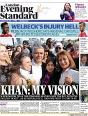 London Evening Standard (UK) Newspaper Front Page for 10 May 2016