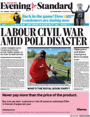 London Evening Standard (UK) Newspaper Front Page for 10 May 2021