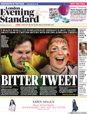 London Evening Standard (UK) Newspaper Front Page for 10 July 2014