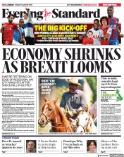 London Evening Standard (UK) Newspaper Front Page for 10 August 2019