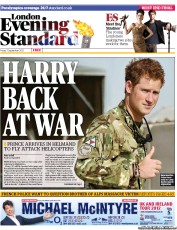 London Evening Standard (UK) Newspaper Front Page for 10 September 2012