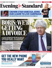 London Evening Standard (UK) Newspaper Front Page for 10 September 2018