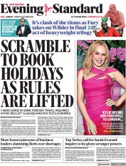 London Evening Standard (UK) Newspaper Front Page for 11 October 2021