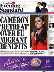 London Evening Standard (UK) Newspaper Front Page for 11 November 2015