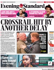 London Evening Standard (UK) Newspaper Front Page for 11 November 2019