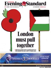 London Evening Standard front page for 11 November 2023