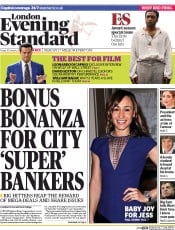 London Evening Standard (UK) Newspaper Front Page for 11 January 2014