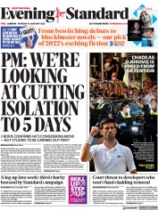 London Evening Standard front page for 11 January 2022