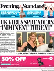 London Evening Standard (UK) Newspaper Front Page for 11 February 2020