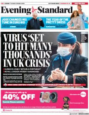 London Evening Standard (UK) Newspaper Front Page for 11 March 2020