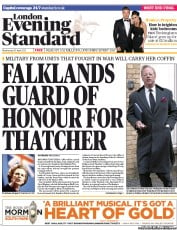 London Evening Standard (UK) Newspaper Front Page for 11 April 2013