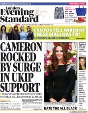 London Evening Standard (UK) Newspaper Front Page for 11 April 2014